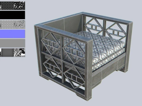 亚洲木椅 3D 模型