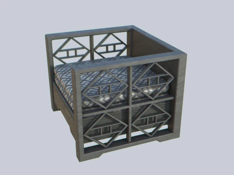 亚洲木椅 3D 模型