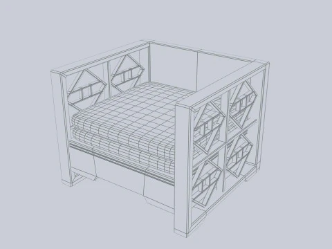 亚洲木椅 3D 模型