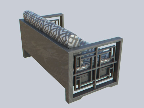 Asia wooden chair 3D Model