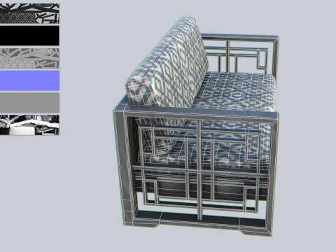 Asia wooden chair 3D Model