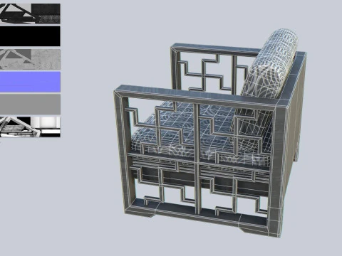 Asia wooden chair collection 3D Model