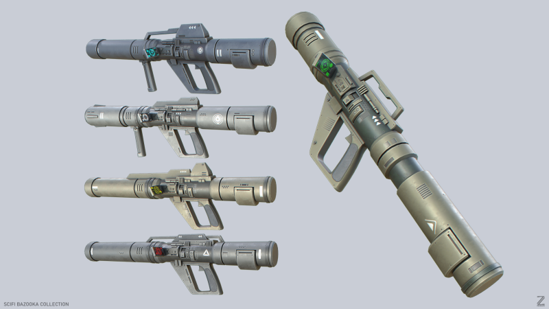 Scifi bazooka collection 3D Model .c4d .max .obj .3ds .fbx .stl .blend 