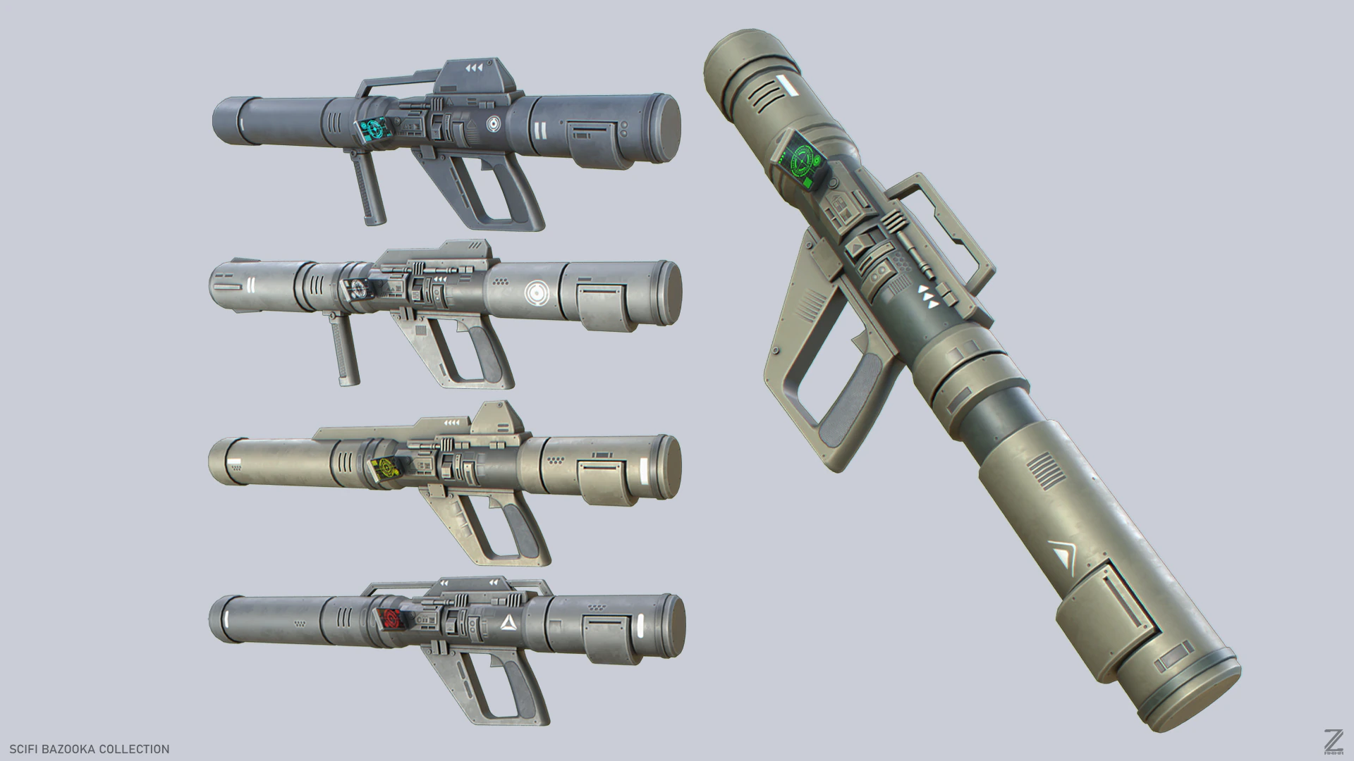 Collezione di bazooka fantascientifici Modello 3D .c4d .max .obj .3ds .fbx .stl .blend 