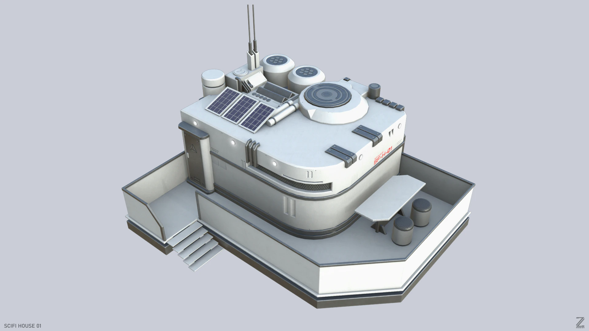 Scifi house 3D Model .c4d .max .obj .3ds .fbx .stl .blend 