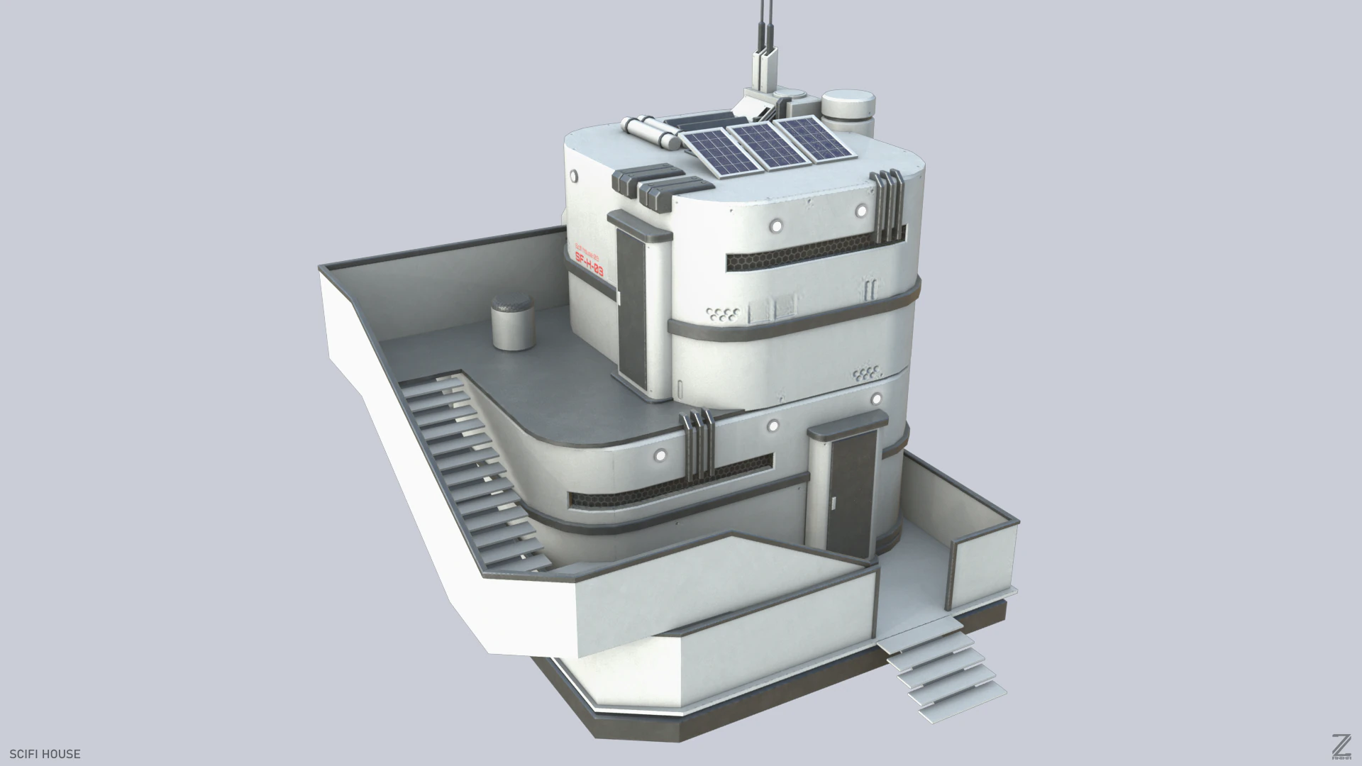 Scifi house 3D Model .c4d .max .obj .3ds .fbx .stl .blend 