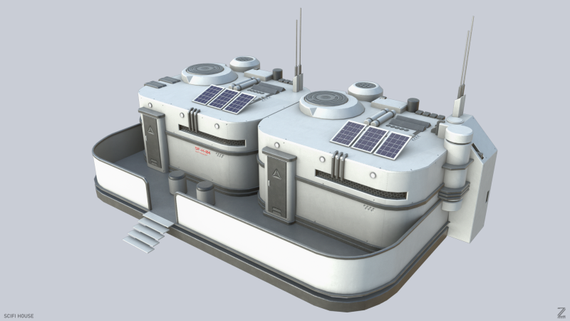 Scifi house Modello 3D .c4d .max .obj .3ds .fbx .stl .blend 