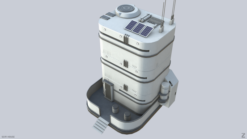Scifi house 3D Model .c4d .max .obj .3ds .fbx .stl .blend 