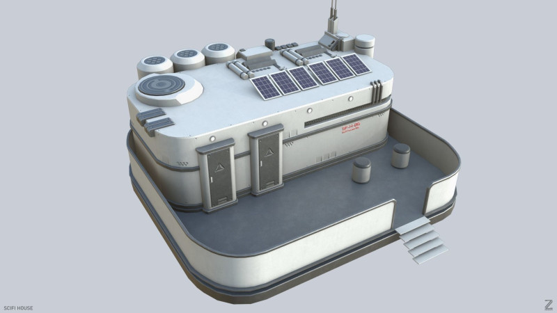 Scifi house 3D 模型 .c4d .max .obj .3ds .fbx .stl .blend 
