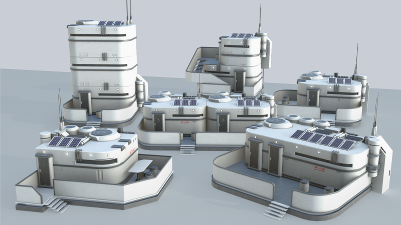 Scifi house collection 3D Model .c4d .max .obj .3ds .fbx .stl .blend 