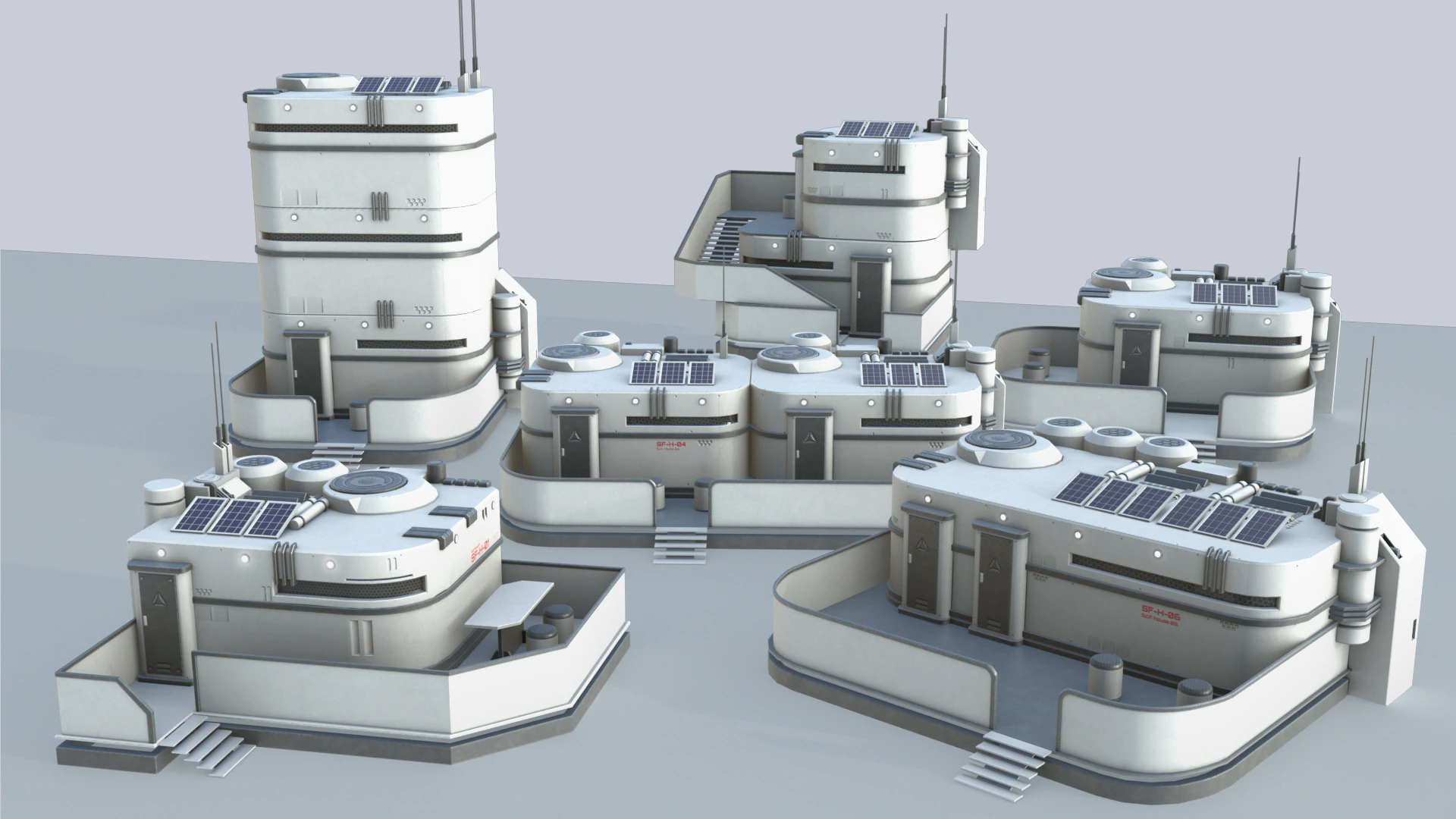 Cole&ccedil;&atilde;o de casas de fic&ccedil;&atilde;o cient&iacute;fica Modelo 3D .c4d .max .obj .3ds .fbx .stl .blend 