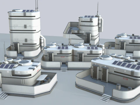 Colecci&oacute;n de casas de ciencia ficci&oacute;n. Modelo 3D