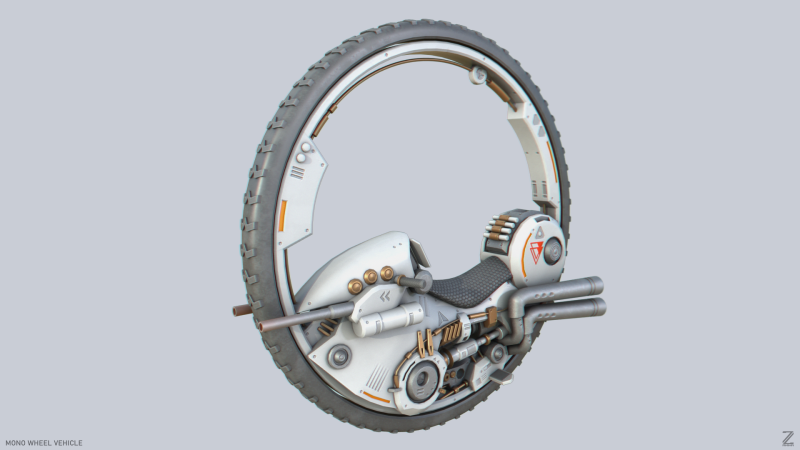 Mono wheel vehicle 3D Model .c4d .max .obj .3ds .fbx .stl .blend 