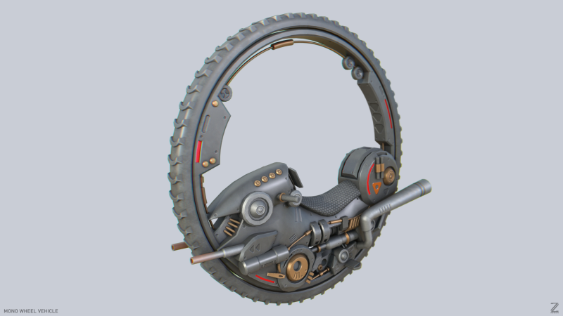 Mono wheel vehicle 3D Model .c4d .max .obj .3ds .fbx .stl .blend 