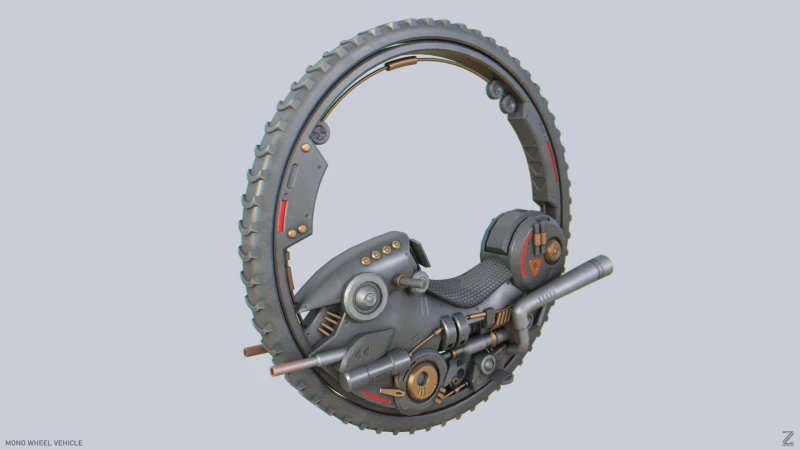 Veículo mono roda Modelo 3D .c4d .max .obj .3ds .fbx .stl .blend