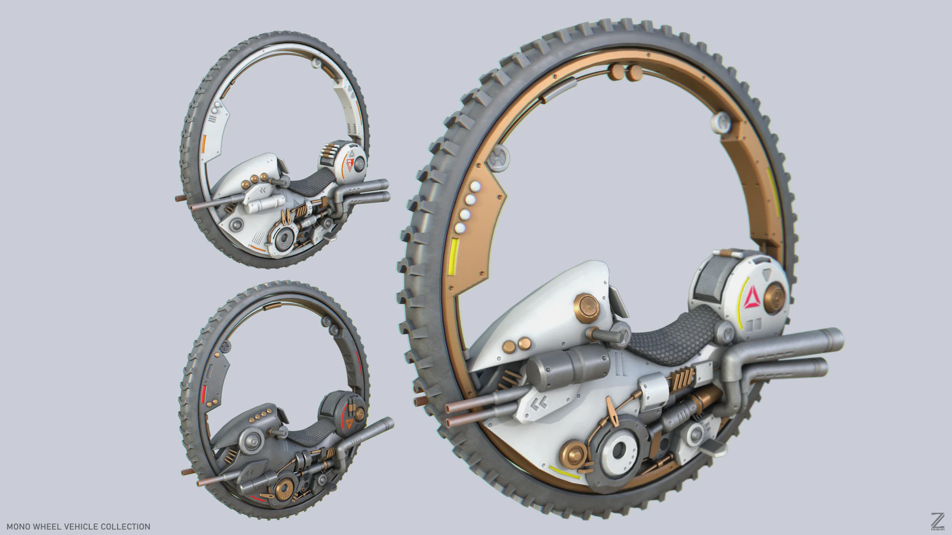 Mono wheel vehicle collection 3D Model .c4d .max .obj .3ds .fbx .stl .blend