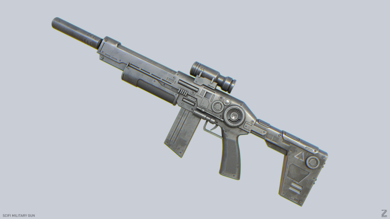 Scifi military rifle Modelo 3D .c4d .max .obj .3ds .fbx .stl .blend