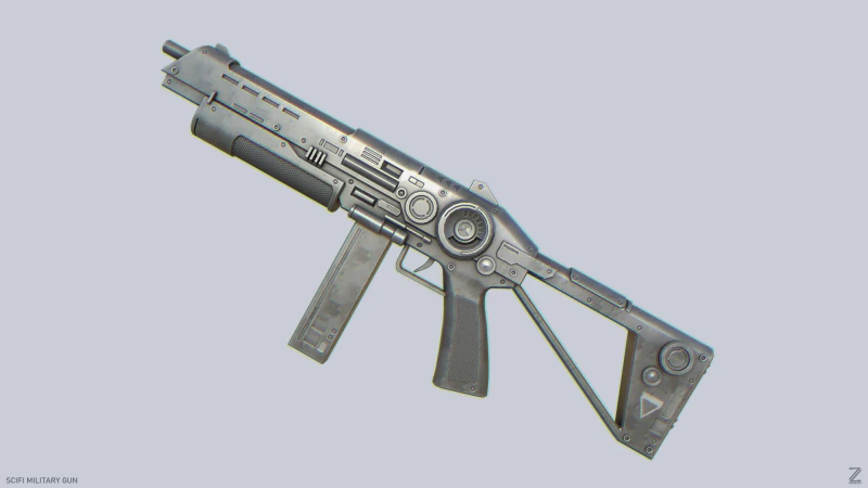 Rifle militar de fic&ccedil;&atilde;o cient&iacute;fica Modelo 3D .c4d .max .obj .3ds .fbx .stl .blend 