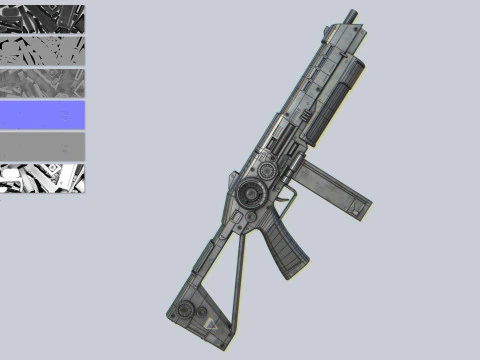 Rifle militar de fic&ccedil;&atilde;o cient&iacute;fica Modelo 3D