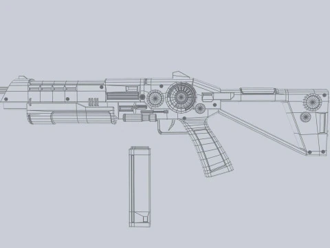 Rifle militar de fic&ccedil;&atilde;o cient&iacute;fica Modelo 3D
