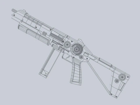 Rifle militar de fic&ccedil;&atilde;o cient&iacute;fica Modelo 3D