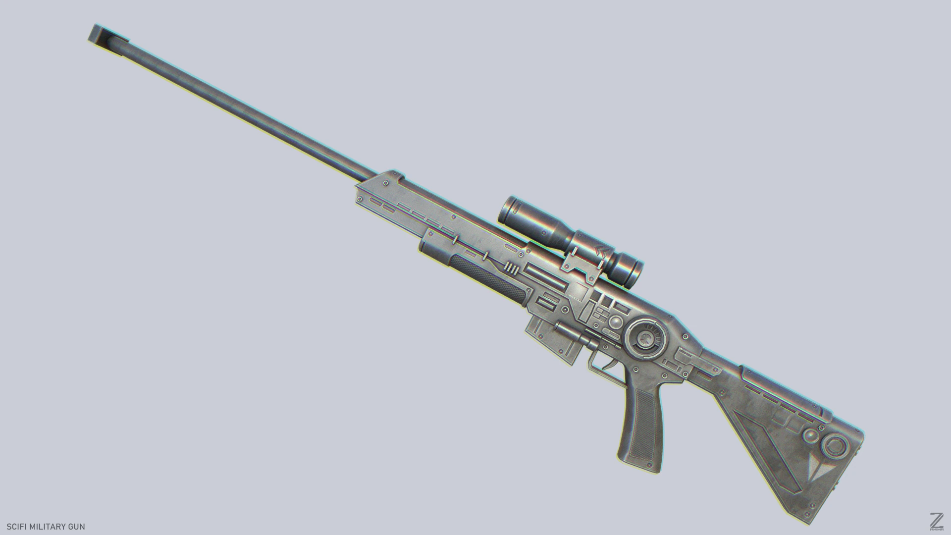 Scifi military rifle 3D Model .c4d .max .obj .3ds .fbx .stl .blend 