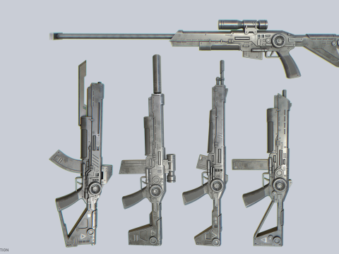 Scifi military rifle collection Modelo 3D