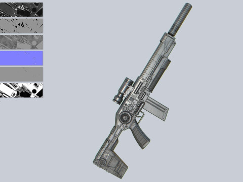 Scifi military rifle collection 3D Model