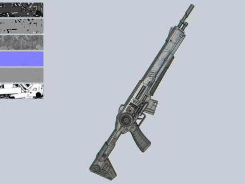 Scifi military rifle collection 3D Model