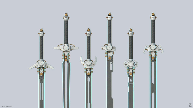 Scifi sword collection Model 3D .c4d .max .obj .3ds .fbx .stl .blend