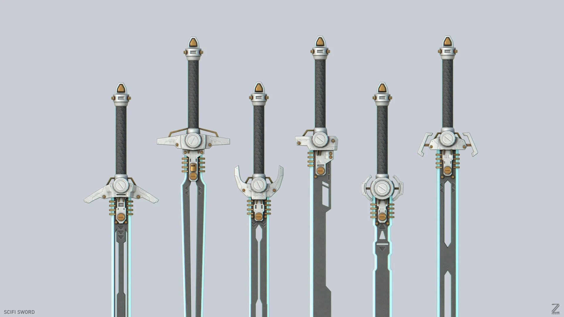 Scifi sword collection 3D Model .c4d .max .obj .3ds .fbx .stl .blend 