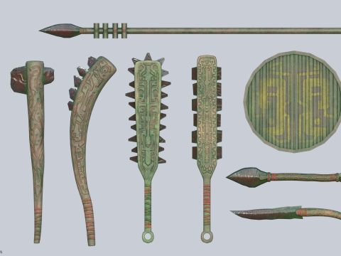 Mayan weapon collection Modello 3D