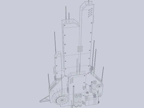 Edificio futuristico Modello 3D