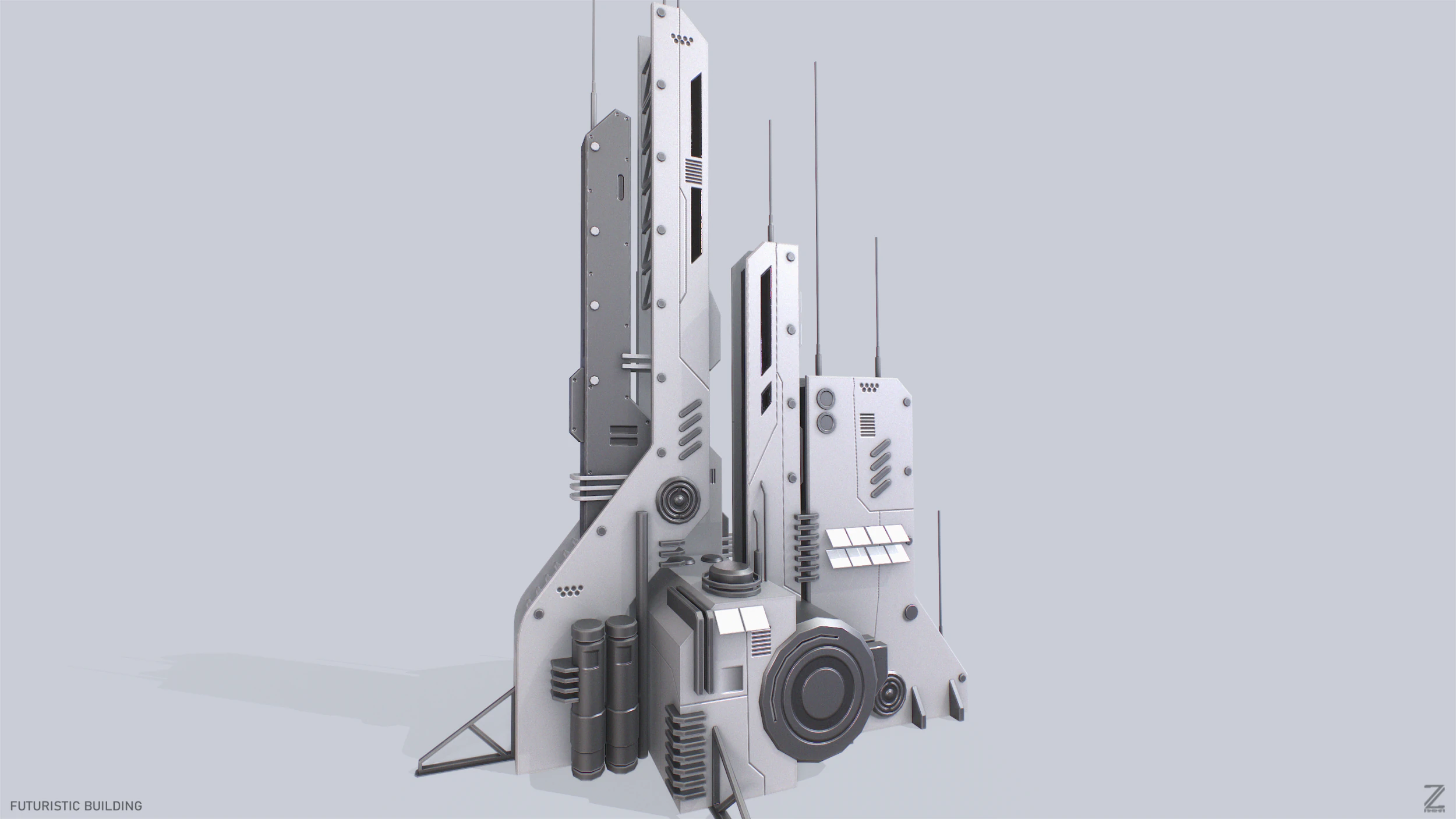 Futuristisches Geb&auml;ude 3D Modell .c4d .max .obj .3ds .fbx .stl .blend 