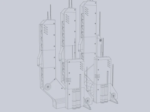 Bangunan futuristik Model 3D
