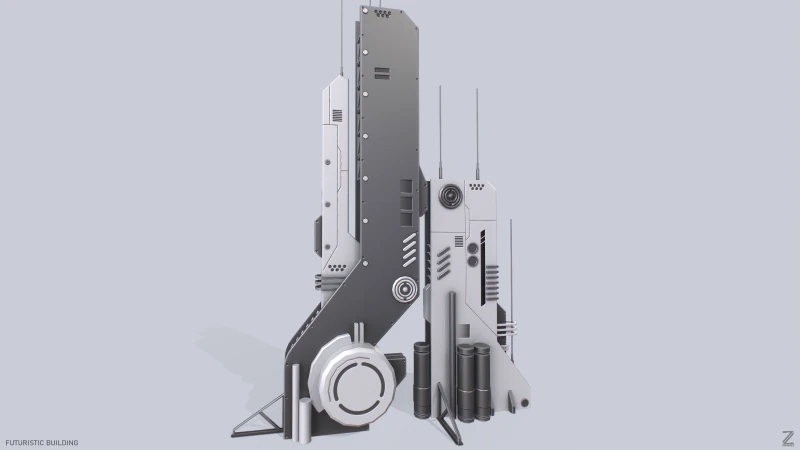 Futurystyczny budynek Model 3D .c4d .max .obj .3ds .fbx .stl .blend 