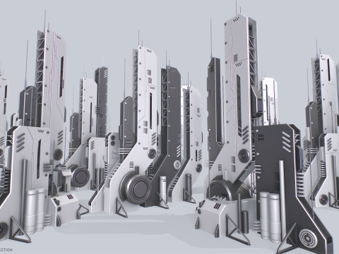 Futuristic building collection 3D Модель