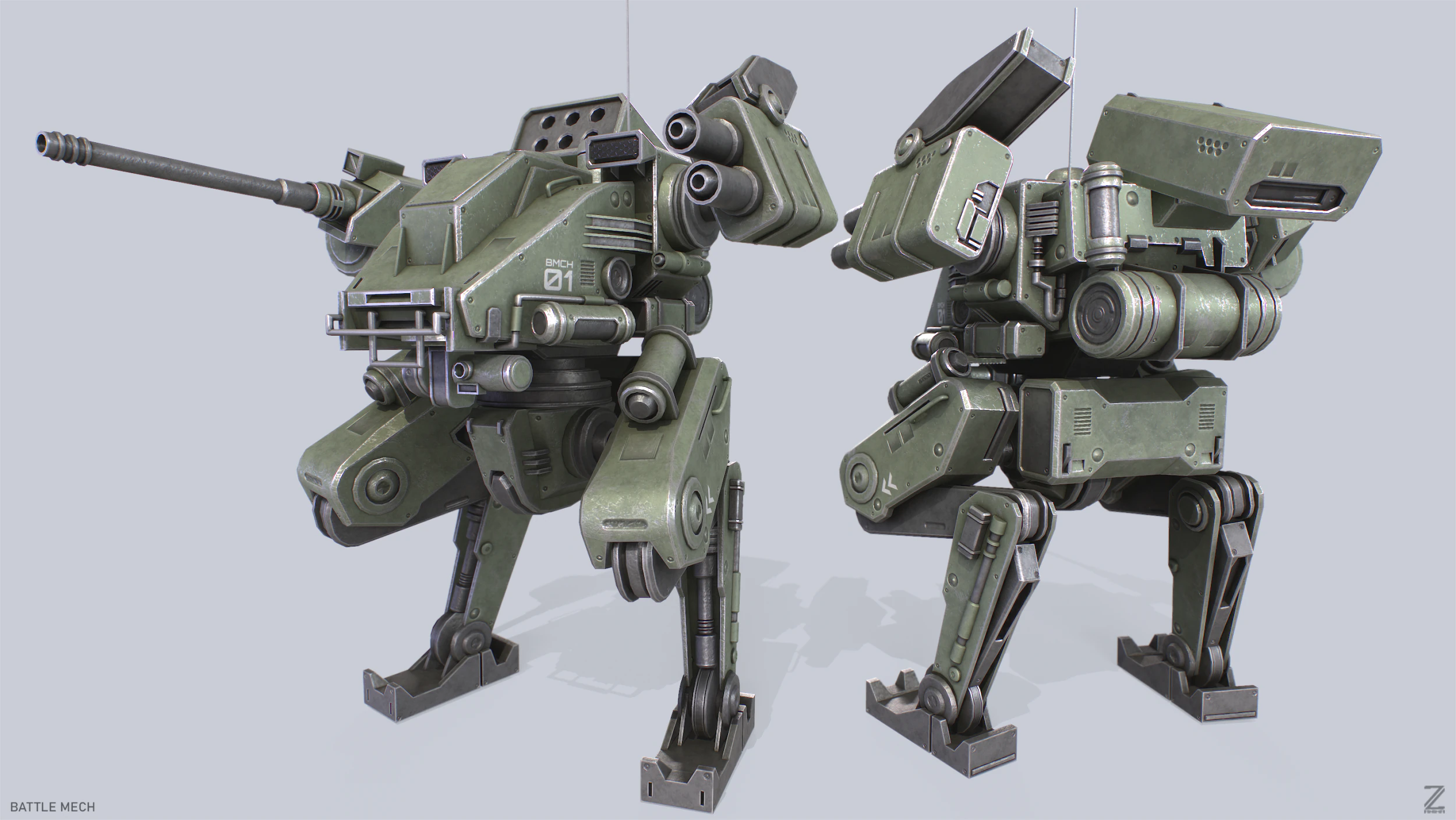 Mech da battaglia Modello 3D .c4d .max .obj .3ds .fbx .stl .blend