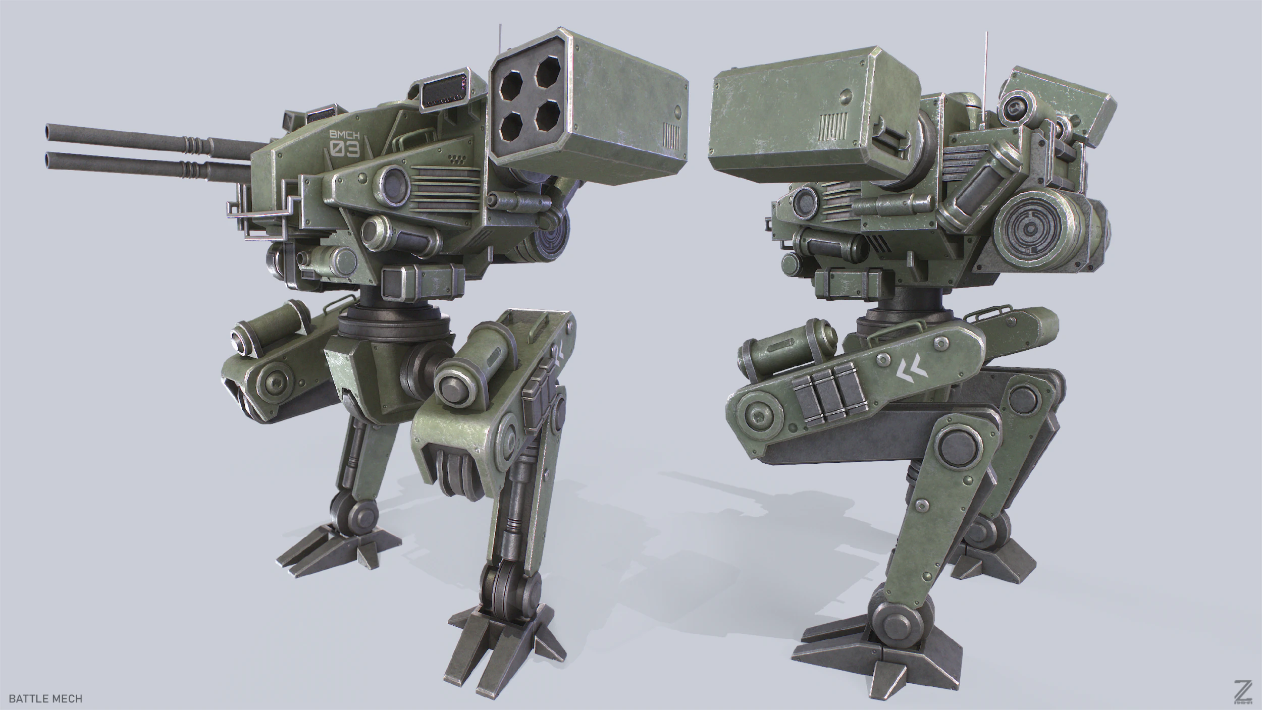 Mech da battaglia Modello 3D .c4d .max .obj .3ds .fbx .stl .blend 