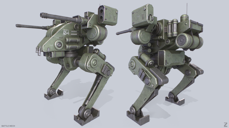 Battle Mech 3D Model .c4d .max .obj .3ds .fbx .stl .blend 