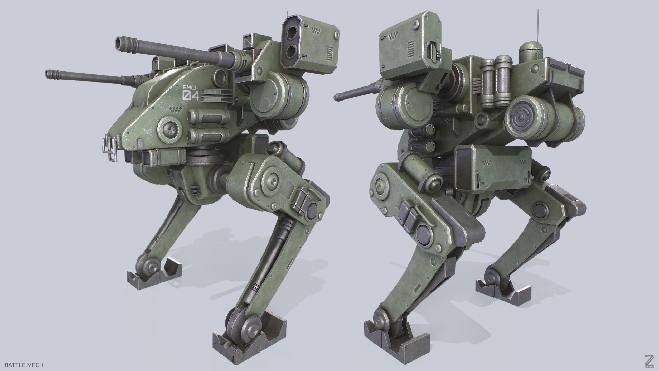 Battle Mech 3D Model .c4d .max .obj .3ds .fbx .stl .blend