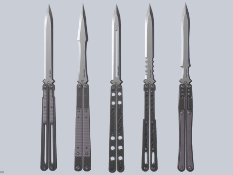 Butterfly knife collection Modello 3D