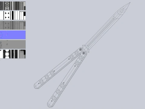 Butterfly knife collection 3D Model