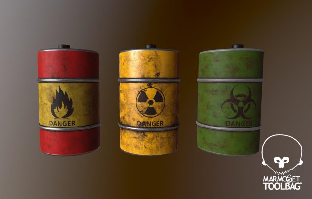 oil barrel 3 color low-poly Model 3D .c4d .max .obj .3ds .fbx .stl .blend