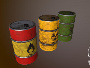 oil barrel 3 color low-poly 3D Модель