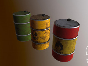 oil barrel 3 color low-poly 3D Модель