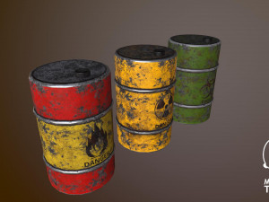 oil barrel 3 color low-poly 3D Модель