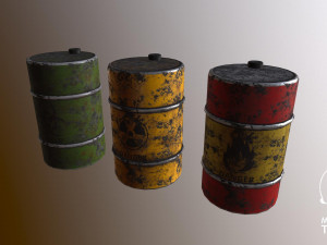 oil barrel 3 color low-poly 3D Модель