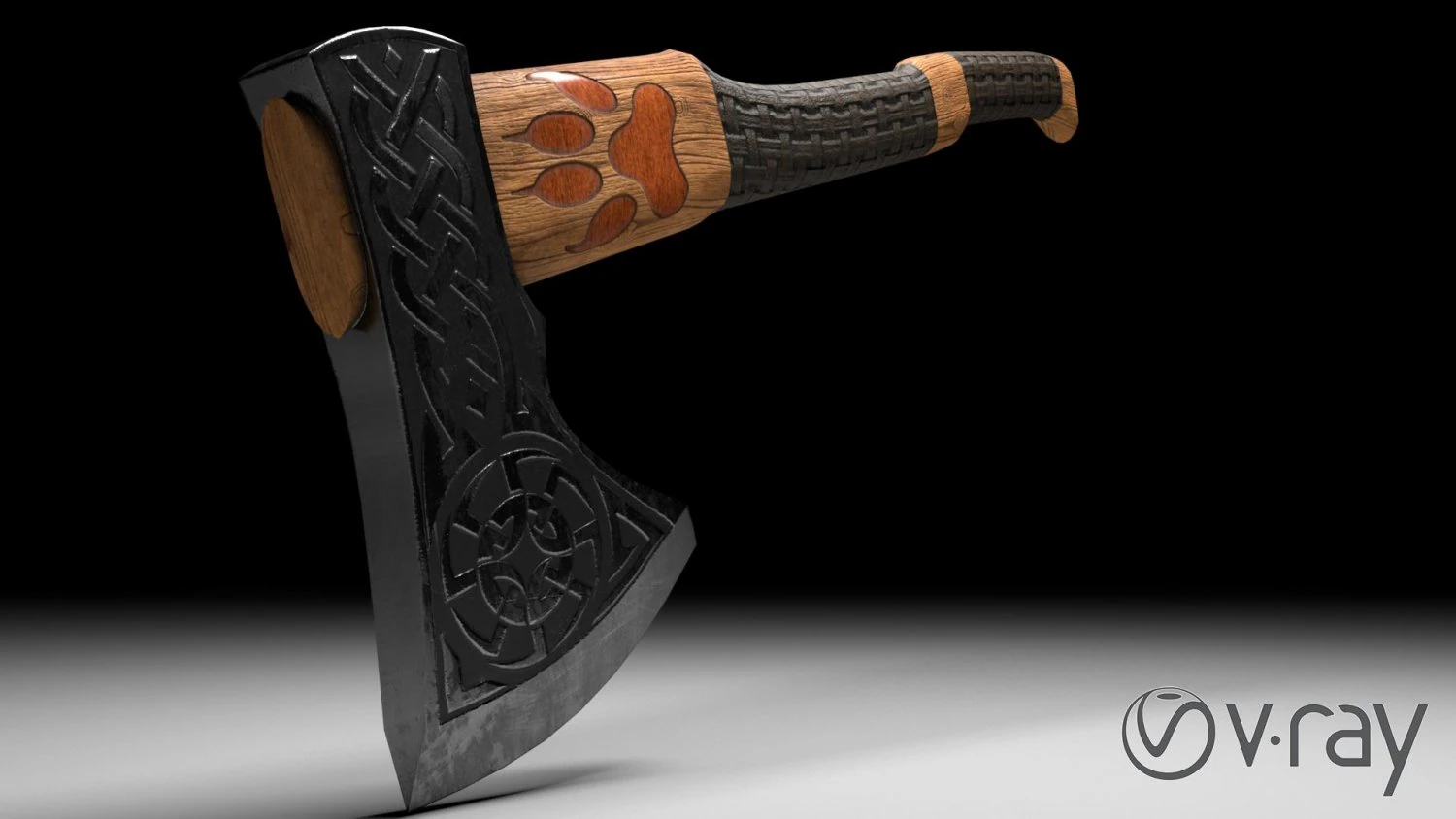 viking axe 2 color low-poly 3D Model .c4d .max .obj .3ds .fbx .stl .blend