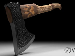 viking axe 2 color low-poly 3D Model